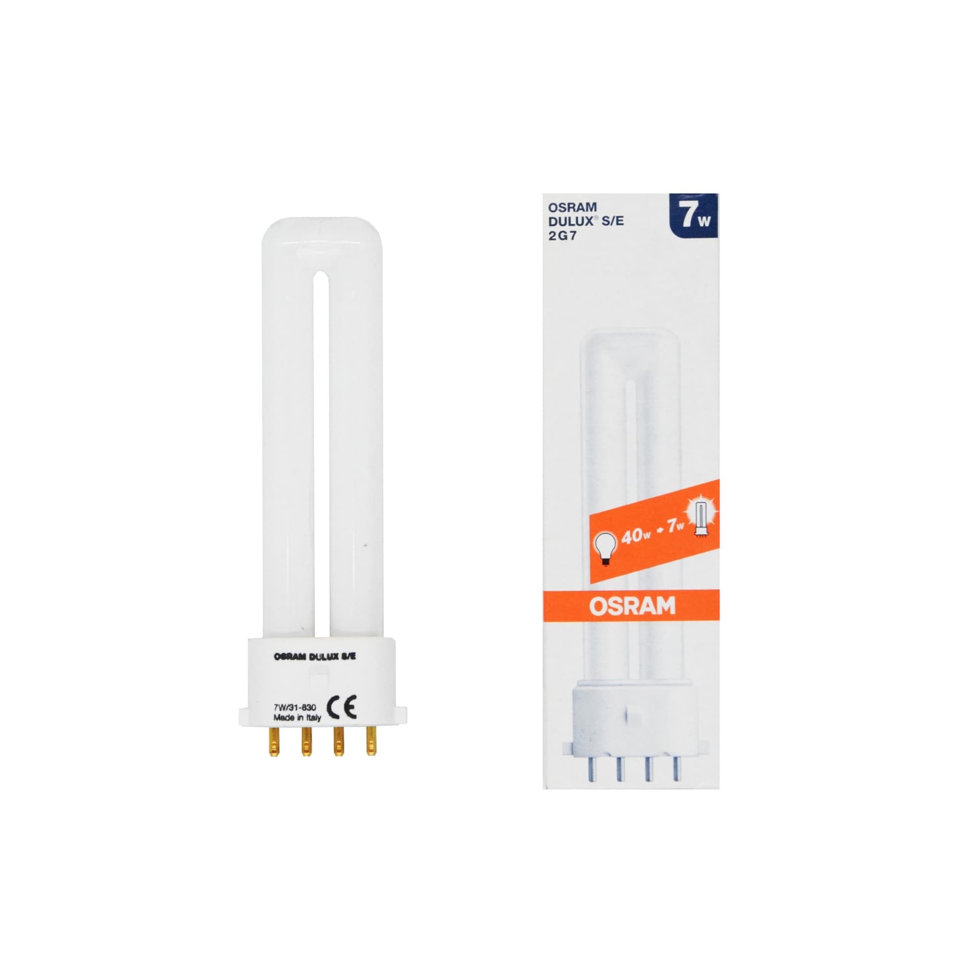 OSRAM DULUX S/E 7W 830 2G7- Lampada Fluorescente Bianco Caldo