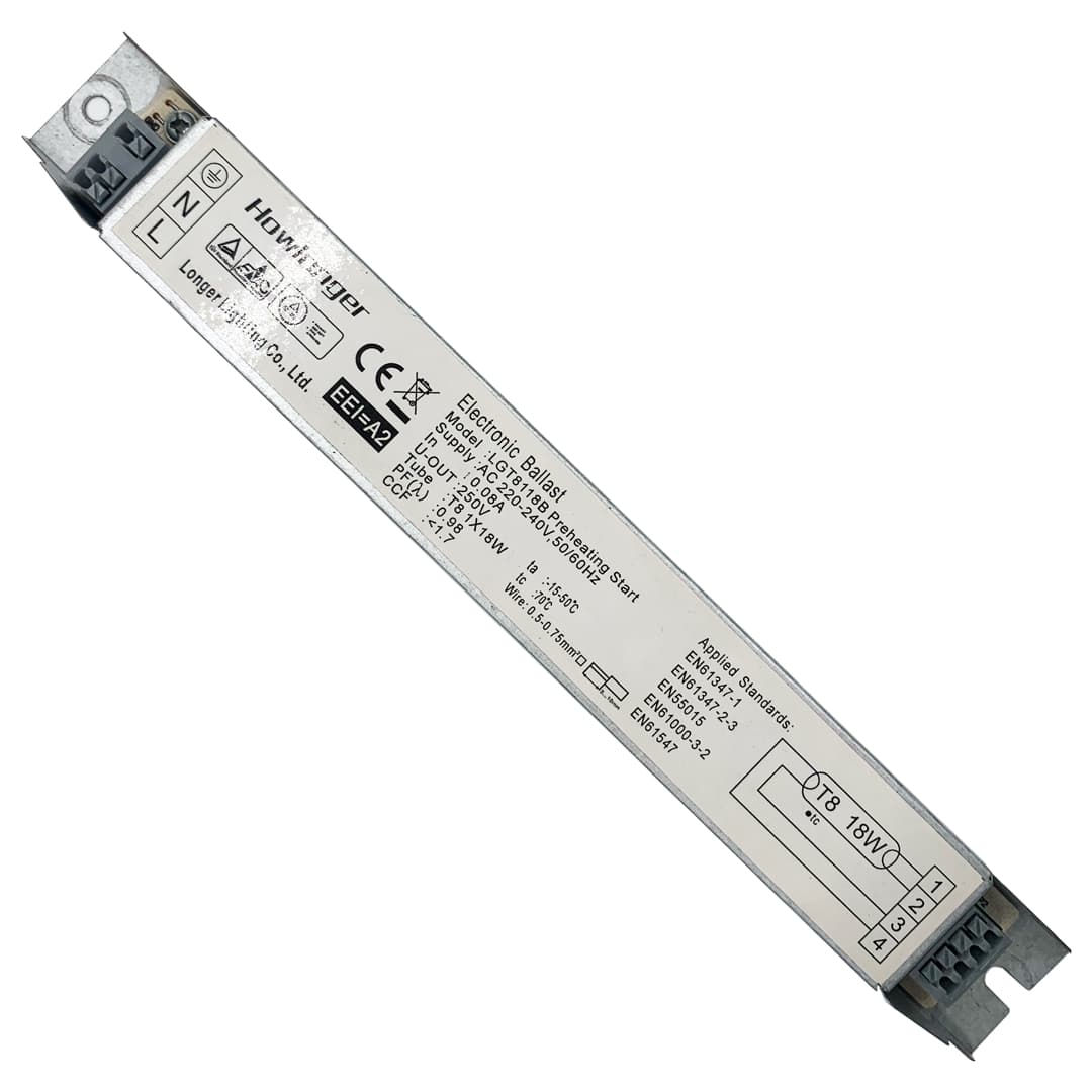 Balasto electrónico para lámparas fluorescentes T8 de 18 W, tipo TLB, regulable