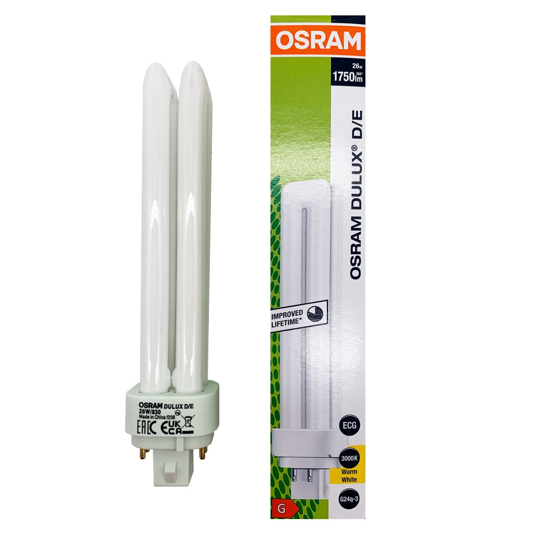 OSRAM DULUX D/E 26W 830 G24Q-3 Fluorescente Bianco Caldo
