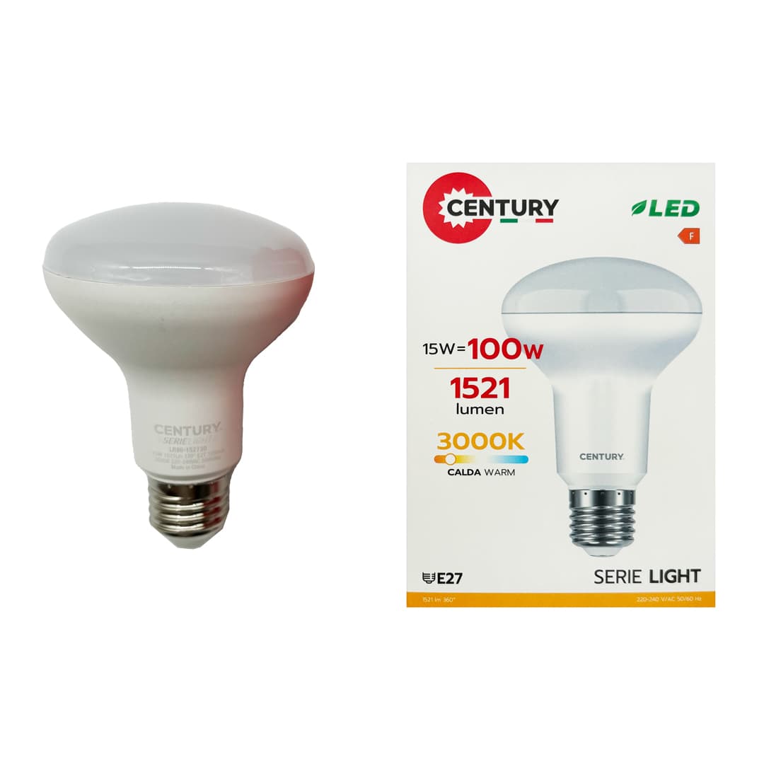 Lampada LED Spot R80 15W 3000K E27 Century