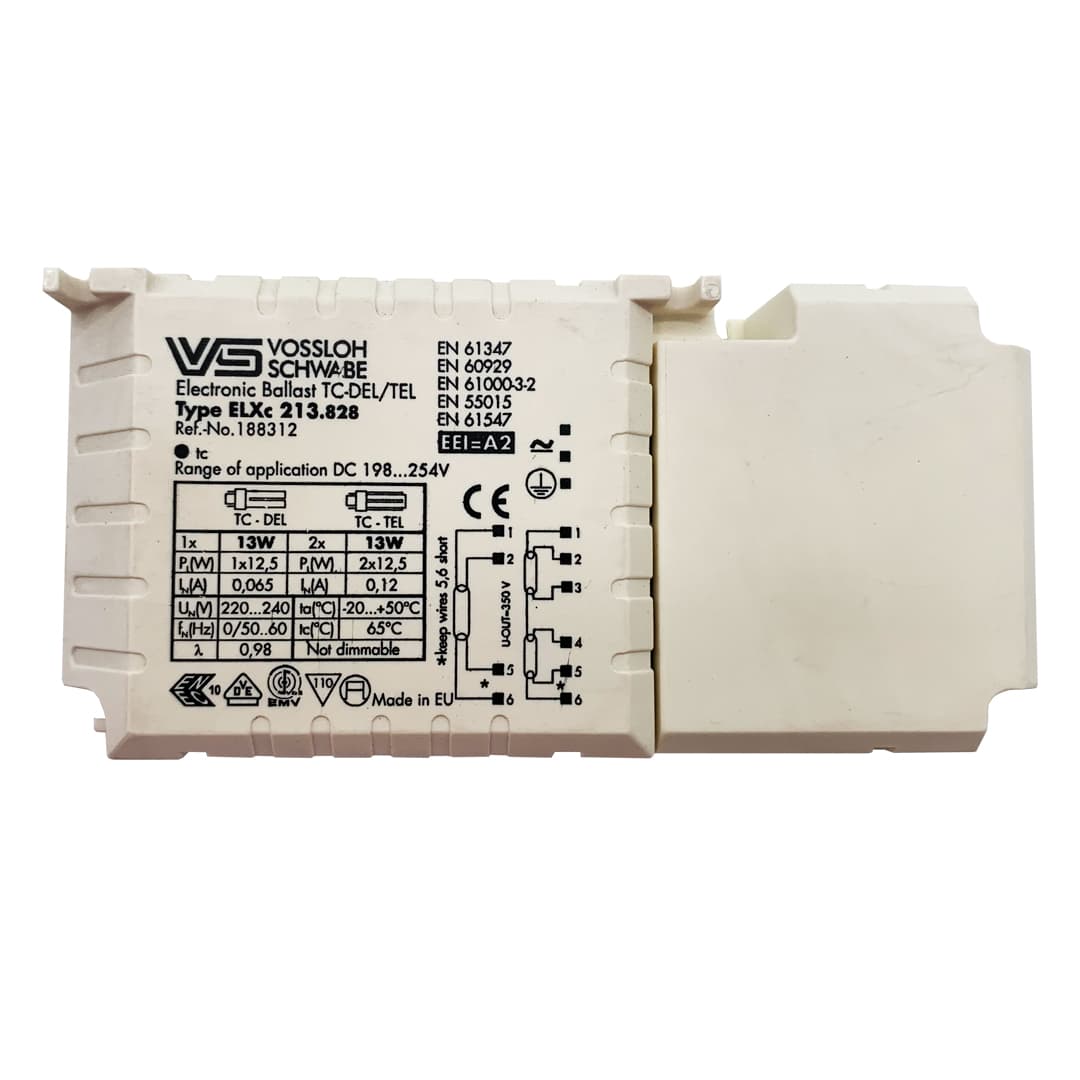Balasto electrónico para lámparas fluorescentes de 13 W, Vossloh-Schwabe