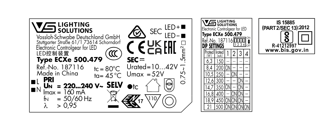 Driver LED 21W 150-500mA Vossloh-Schwabe IP20