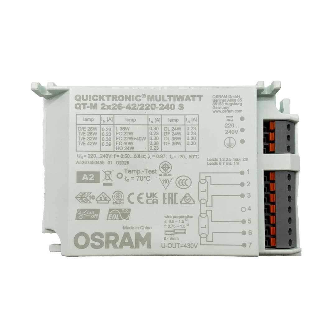 Ballast Elettronico Fluorescente OSRAM QT-M 2x24/26/36W